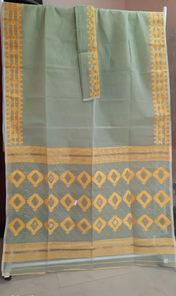Jamdani Saree (Green-Yellow)