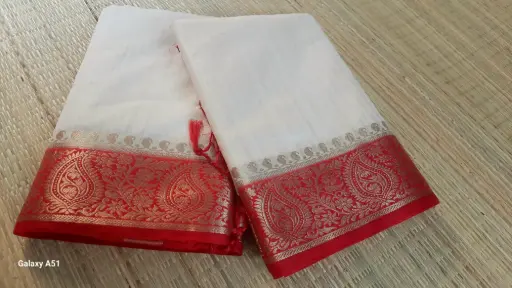 Matka Tussar (Red-White) Zaripaar
