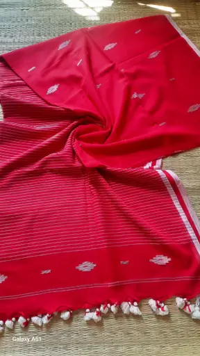 120 Count Cotton Jamdani (Red)