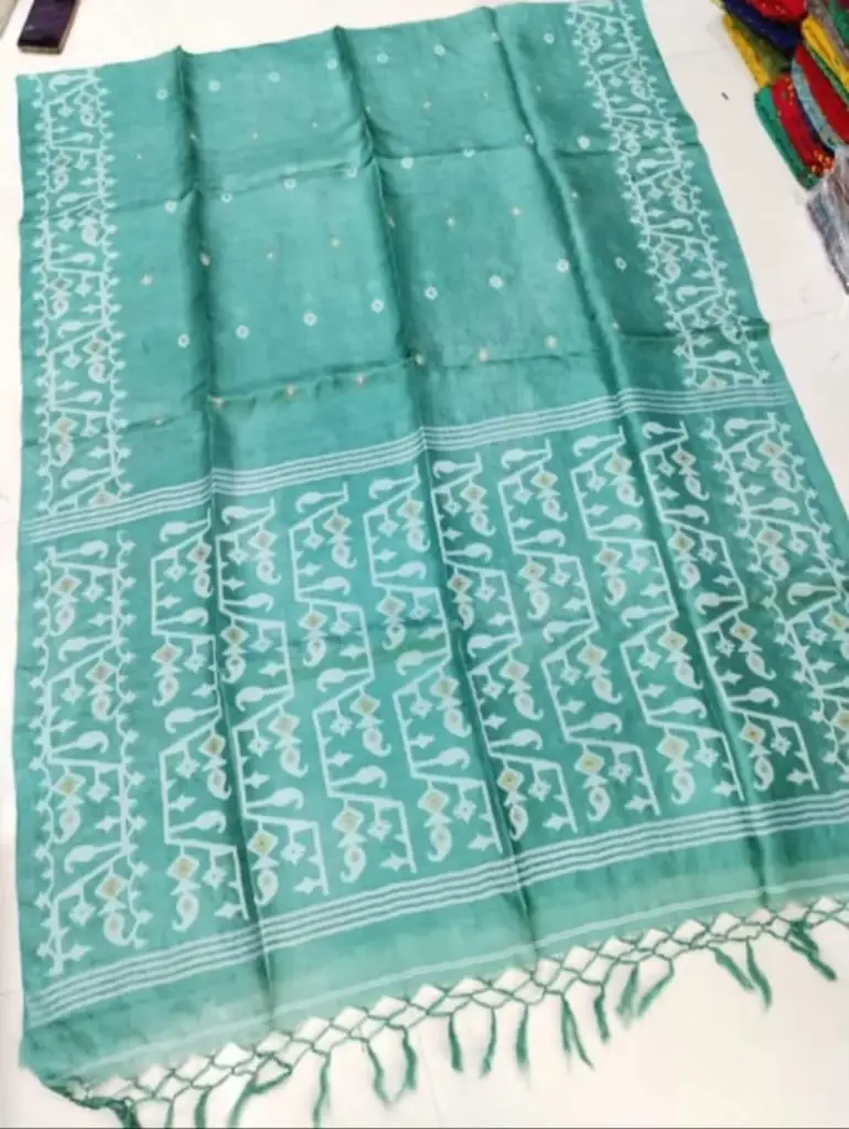 Pure Gachi Tussar Jamdani Saree (Pistachio Green)
